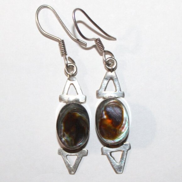 Jewelry - Sterling Silver Abalone Abstract Earrings